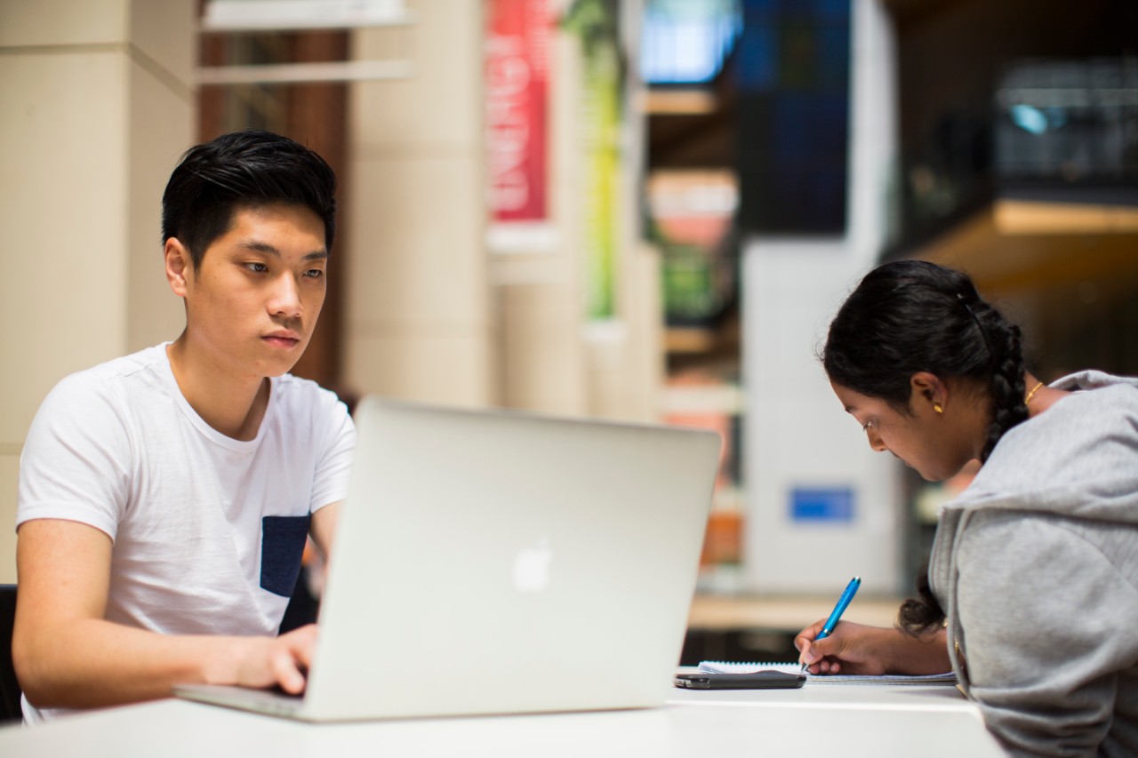 Students studying in Ingkarni Wardli foyer