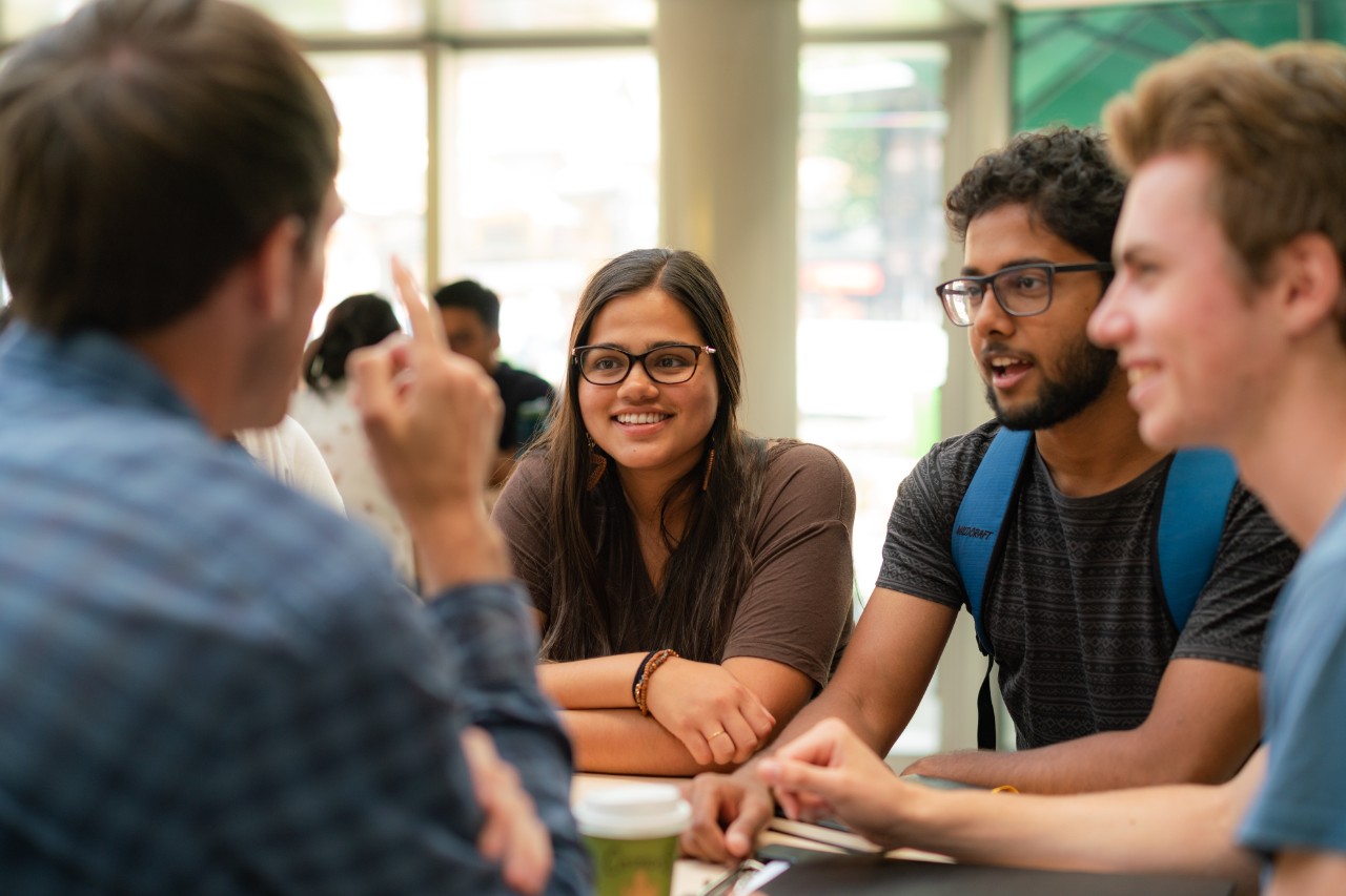 Students on North Terrace campus, taken during Orientation Week 2020